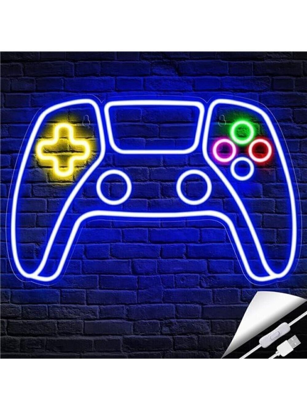 Gamer Neon LED Sign Game Controller Room Decor Gaming Console System Retro Blue